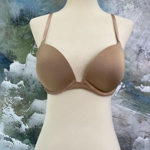 Soma Padded Bra 34B Beige Plunge Push Up Coverage Underwire Bra Ravishing Soma - Picture 1 of 12